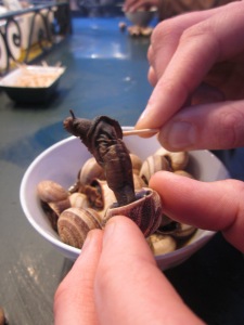 Having snails for my dinner.